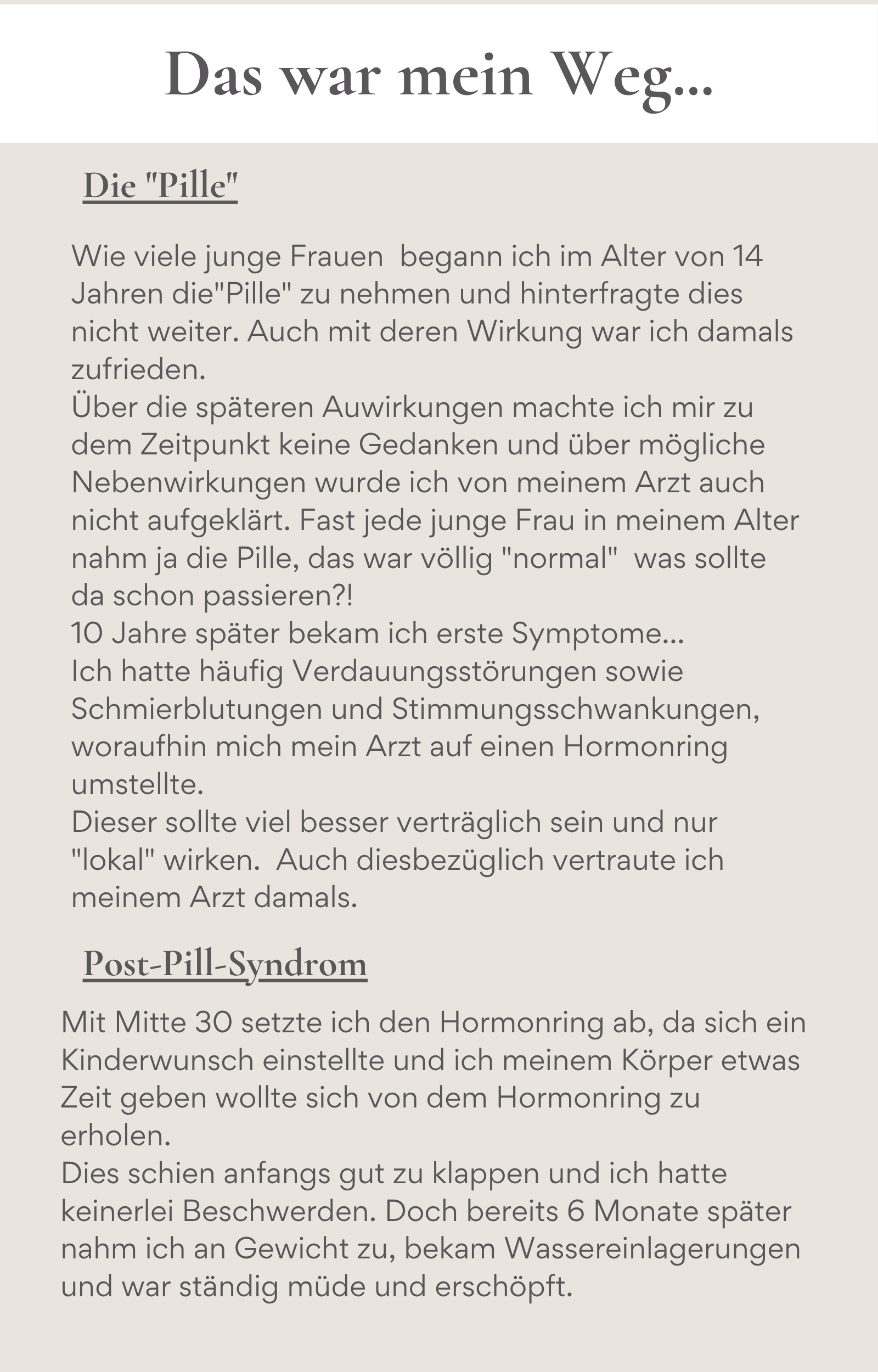 Das war mein Weg – die Pille & Post-Pill-Syndrom